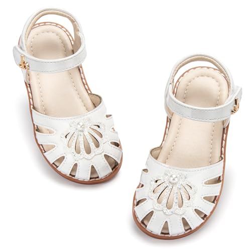 Image of THEE BRON Toddler Girls Closed-Toe Sandals Sweet Retro Cutout Summer Dress Shoes