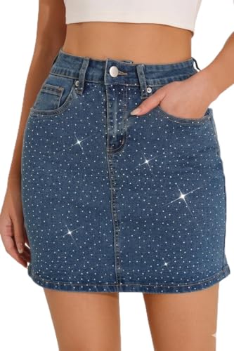 Light Blue Distressed Denim Skirt