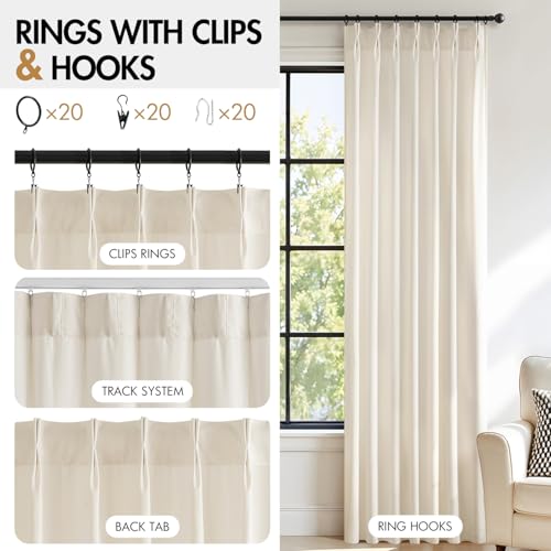 Image of MIULEE Ivory Velvet Curtains 84 inches Long, Pinch Pleated Blackout Drapes with Hooks, Cream Thermal Insulated Pinch Pleat Panels for Bedroom Living Room, 2 Panels