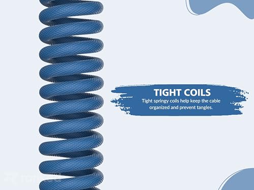 Image of Ranked Coiled Keyboard Cable | Handcrafted Double-Sleeved Braided Cable | USB Type C to A | 5-Pin Aviator Connector for Custom Mechanical Gaming Keyboard | Support Fast Charge 20W (Skydiver)