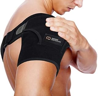 Copper Compression Shoulder Brace - Copper Infused Immobilizer for Torn Rotator Cuff, AC Joint Pain Relief, Dislocation, Arm Stability, Injuries, & Tears - Adjustable Fit for Men & Women