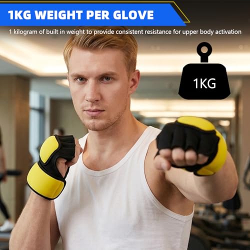 Image of Proberos Gym Gloves, 1KG Each Weighted Gloves, Finger Sleeve Bands Design with Adjustable Wrist Strap, Men and Women, Beginners Strength Training Hand Weights (1KG Each)