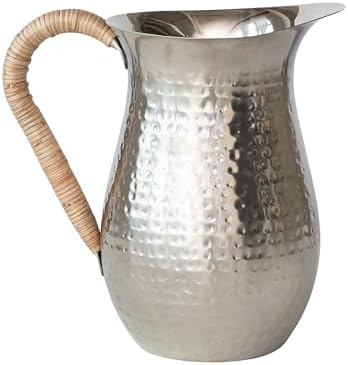 Bloomingville Stainless Steel Pitcher with Rattan Handle, Brushed...