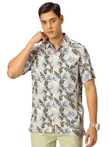 Image of Thomas Scott Men's | Printed | Half Sleeve | Regular Fit | Cotton Rayon | Spread Collar | Casual Shirt