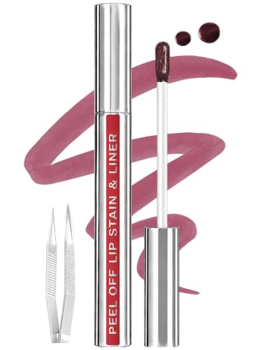 Image of Lip Stain Peel Off Lip Liner Stain with Tweezer, Long Lasting Matte Lip Tint Tattoo, Highly Pigmented Color Lip Makeup, Waterproof Lipstick, Transfer-proof Lipstain for Women, Mauve