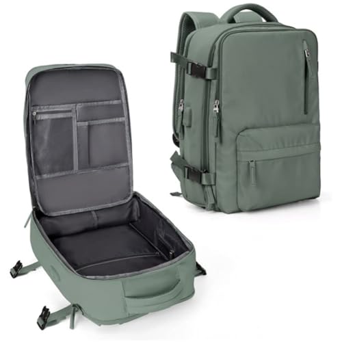 Mochila verde de viaje con gran capacidad y bolsa de aseo portátil 5