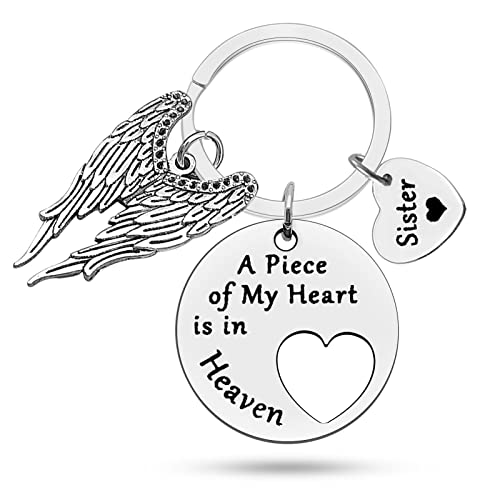 Heigebi Memorial Keychain for Loss of Sister Memorial Jewelry Remembrance Bereavement Gift for Siblings Sister Keyring Sympathy Gift for Loss Loved 1 In Memory of Sister Grieving Bereavement Keepsake