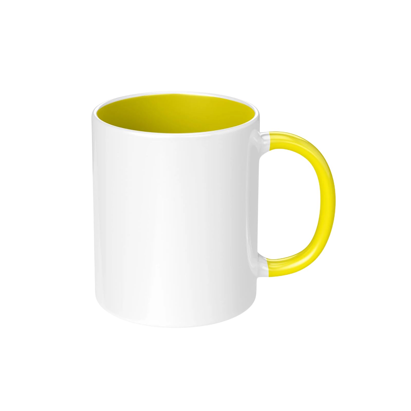 11oz Sublimation Mugs - Coloured Inner & Handle | Each Mug Individually Boxed | Ceramic Heat Press Blanks | Multiple Colours & Pack Sizes (18, Yellow)