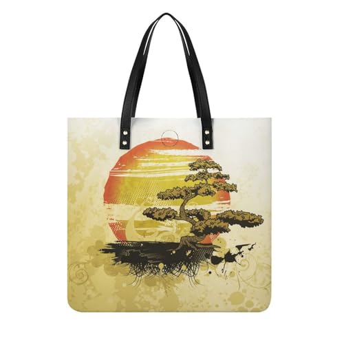 Tote bag arbre rétro en tissu grand sac shopper à bandoulière rétro femme
