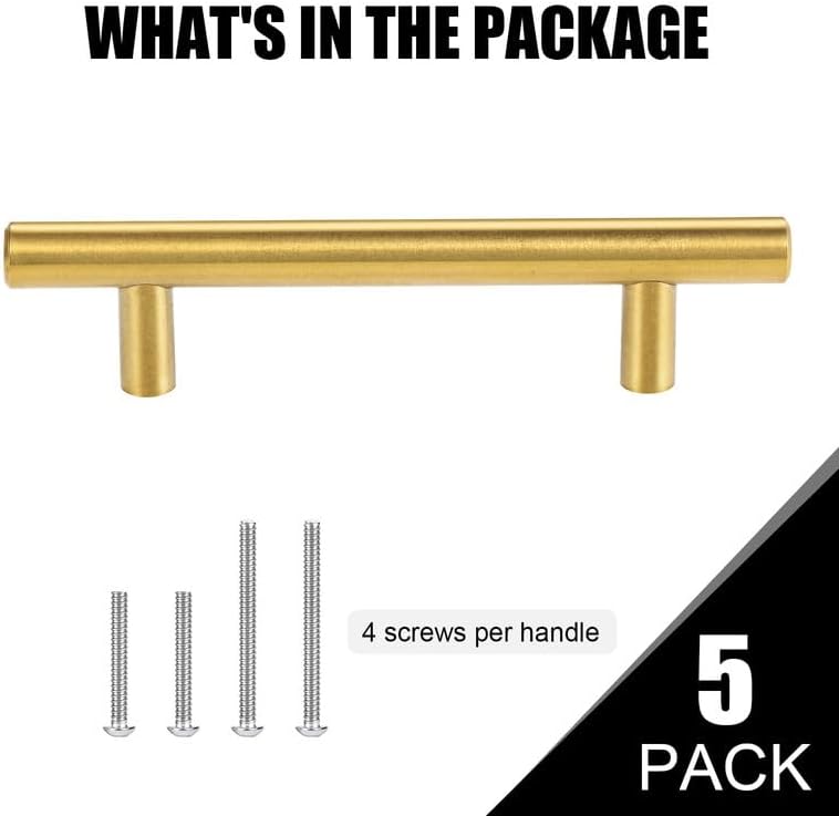 Miniatura 7 de CZC HOME Paquete de 5 tiradores de gabinete de acero inoxidable de 6 pulgadas, tiradores de cajón centrales de 3.5 pulgadas para cajones de cocina,