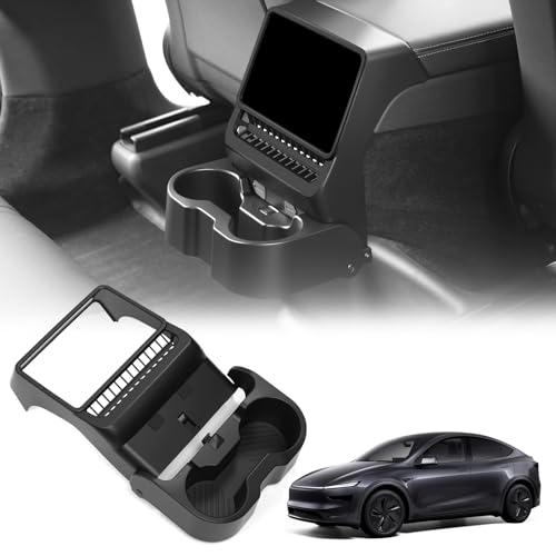 Abystar Rear Cup Holder for Tesla Model Y Juniper 2026/ Model 3 Highland 2025 2026 Rear Center Console Cup Drink Holder No Drilling Anti-Slip & Secure Fit Accessories for Model Y Juniper Back Seat