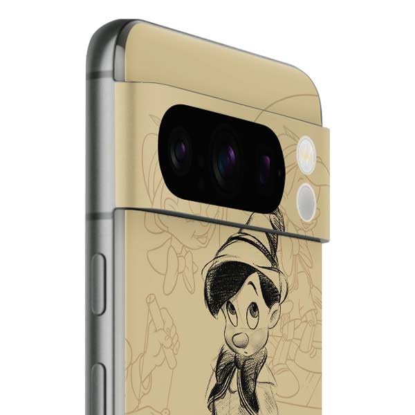 Skinit Decal Phone Skin Compatible with Google Pixel 8 Pro - Officially Licensed Disney Pinocchio Sketches Portrait Design