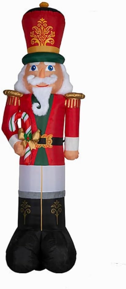10' Pre-Lit Inflatable Nutcracker for Christmas Outdoor Decoration (Red)