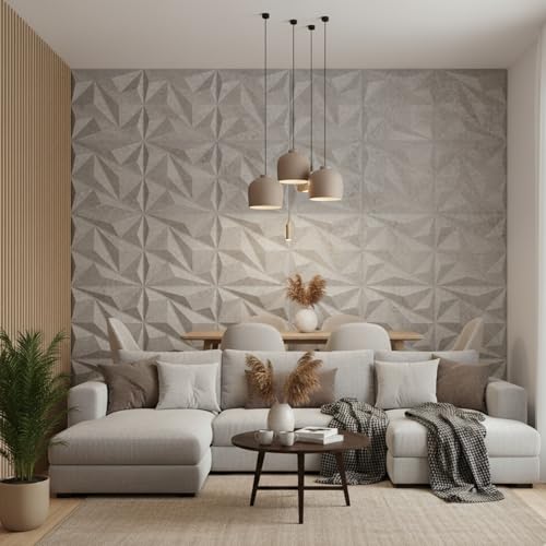 Image of Kayra Decor PVC Panel for Wall Alps Design, White Marble Color 19.7 inch x 19.7 inch (Pack of 18) - Covers 48.51 Sq. Ft.