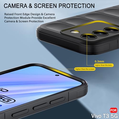 Image of TheGiftKart Liquid Silicon Back Cover Case for Vivo T3 5G / Y200e 5G | Shockproof Military Grade Protection | Micro-Fibre Cloth On Inner Side | Built-in Anti-Slip Grip Back Cover (TPU, Black)