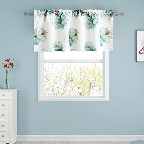 Leeva Elegantes Blumenmuster Badezimmer Volant, Lichtfilterung Privatsphäre Kurzer Vorhang Fensterbehandlung für Wohnzimmer, Stangentasche, B 132 x L 45 cm Cover