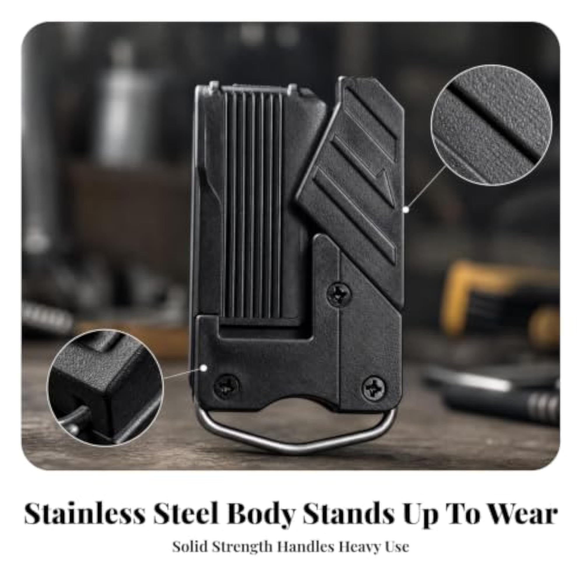 Black ABS Tape Measure with Safety Buckle, Screw-Fastened