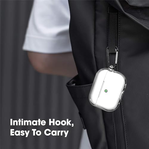 Image of Sounce Earphone Case Cover Compatible for Airpods Pro 2 Case 2022, Soft Silicone Skin Case Cover Shock-Absorbing Protective Case with Keychain [Front LED Visible](Transparent)