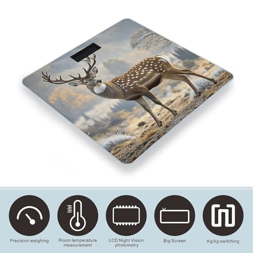 Báscula digital de baño con diseño ciervo y vidrio templado miniatura 3