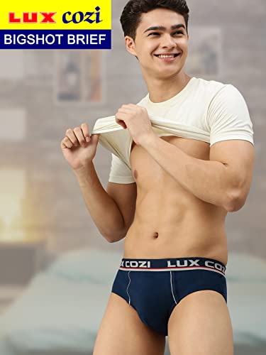 Image of Lux Cozi Bigshot Men's Pack of 2 Brown & Mid Blue Cotton Brief (Size : 100cm)