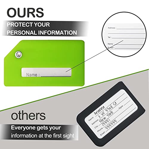 Luggage Tags for Suitcases, Quickly Spot 8Pcs Luggage Identifier Tags, Travel Essentials Accessories Name Tags for Backpacks, Suitcases, Bags, Baggage, Cruise - Flexible Silicone (Green)