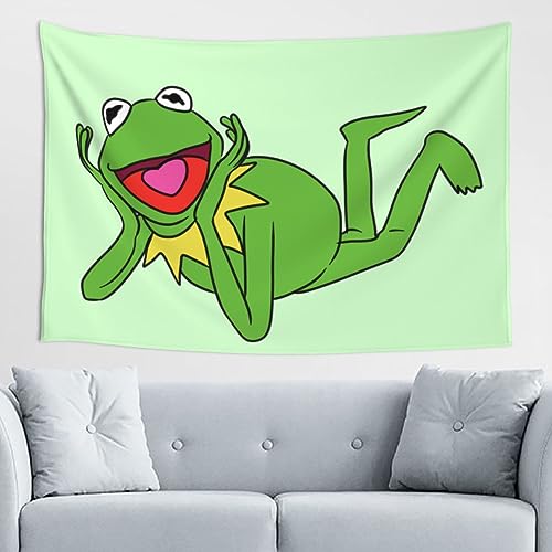 DSERC Kermit Cartoon The Frog Anime Tapestry Cartoon Wall Hanging Art Tapestrys Posters Backdrop Home Decor For Bedroom Living Room 60 X 40 Inches