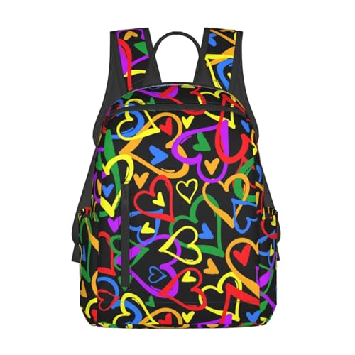 Sac à dos Gay Pride léger noir et blanc avec motifs imprimés pour homme et femme