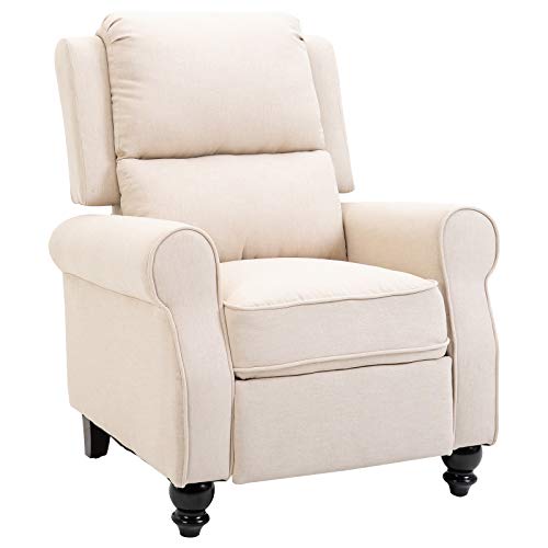 HOMCOM Modern Manual Recliner Armchair Sofa with Retractable Footrest, Beige