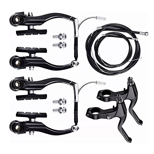 POENVFPO Cycling Brake Set, Light and Portable Aluminum Alloy Front and Rear Cycling V Brake Set Riding Accessories, Black