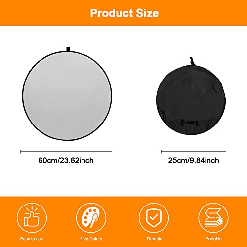 5 En 1 Reflector De Fotografía 60cm Plegable Con Soporte, Multidisco Redondo Circular Para Retrato, Selfie, Bodas - imagen 2