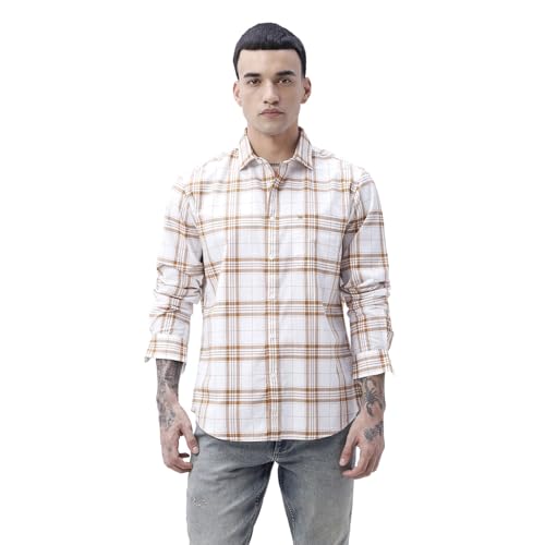 Image of BASICS 100% Cotton Checked Shirt for Men | Slim Fit | Everyday Smart Casual Wear | Full Sleeve