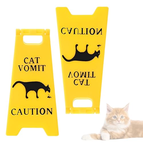 JUGUTA 2 Piezas Letrero De Precaución De Vómito De Gato, Decoración De Advertencia De Gato, Impresión En 3D, Divertido Letrero De Vómito De Gato, Broma Divertida Para Amantes De Los
