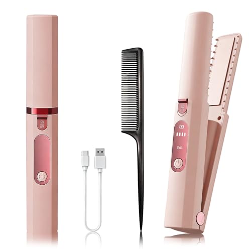 Plancha de Pelo Mini Inalámbrica 2 en 1 Rosa miniatura 1