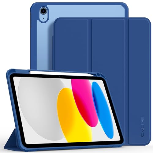 CACOE Custodia Cover Compatibile con iPad 11a Generazione (A16) 11' (2025) / iPad 10a Generazione 10.9' (2022) (A2757/A2777), Retro Trasparente Cover con Portapenne,Mare Blu