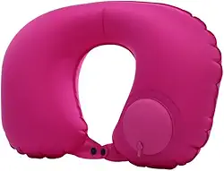 Almofada Inflável de Pescoço para Viagem, Travesseiro Portátil e Confortável para Avião, Carro e Relaxamento (Rosa Pink)