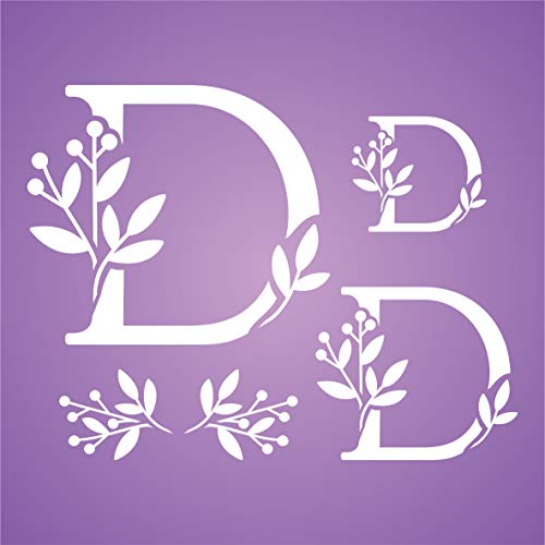 Pochoir monogramme fleur D 21,6x16,5cm pour décoration murale - 6