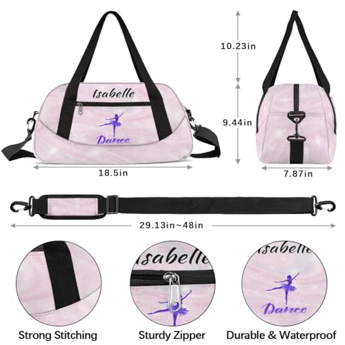 Personalized Duffle Dance Bag for Girls Customized Sport Gym Bag Kids Weekender Sleepover Travel Bag3