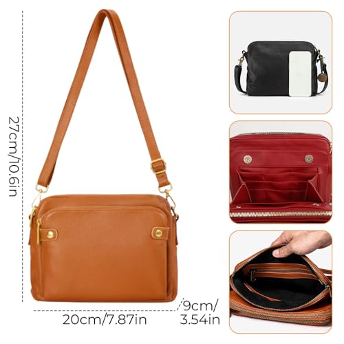 Crossbody Leather Shoulder Bags and Clutches, Women's Crossbody Handbags with Adjustable Strap, Multiple Compartments2