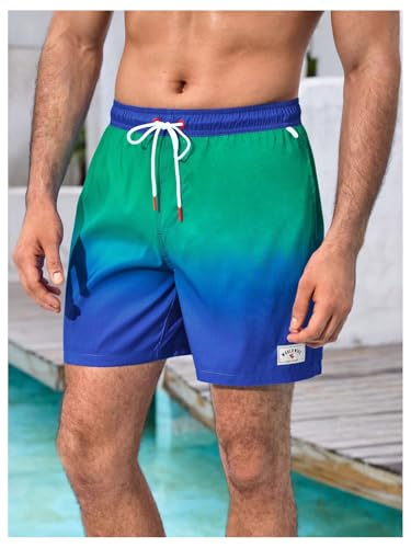 OYOANGLE Men's Drawstring Waist Beach Shorts Summer Swim Trunks with Pockets Swimwear3
