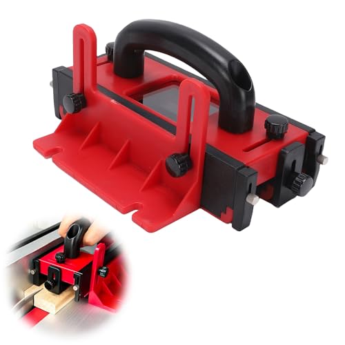 Jectse Bloque de Empuje para Sierra de Mesa, Ventana Transparente con 4 Tiras Antideslizantes para un Corte Seguro, Pata de Soporte Ajustable para Enrutador, Sierra de Cinta de Mesa,