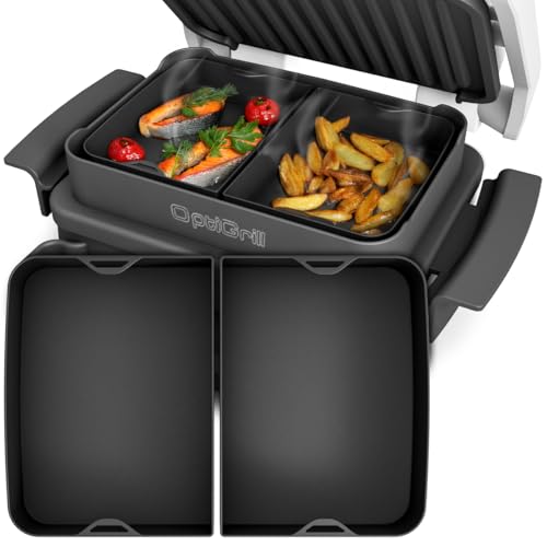 ZauberFry Backschalenteiler kompatibel mit Tefal OptiGrill Elite Plus + Elite Plus 4in1 2in1-2 x Backschaleneinsatz aus Silikon Zubehör Backform