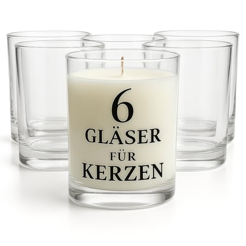 Glasmark KROSNO 1992 Kerzengläser Set 6 Stück Kerzen Gläser zum Kerzenmachen Transparent Leer DIY 275 ml, Klar
