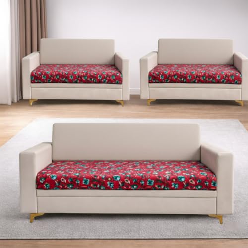 Image of Homerz Premium 7 (3+2+2) Seater Velvet Sofa Panel Cover with Digital Prints | Anti-Slip Backing (Lalbagh, 7 (3+2+2) Seater)