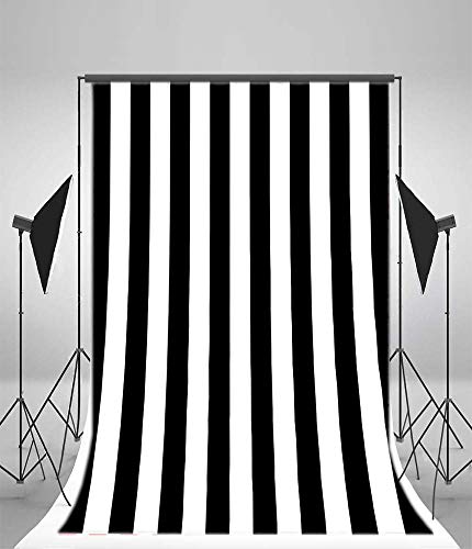 Fondos Fotográficos Rayas Verticales 3x5ft Blanco y Negro miniatura 5