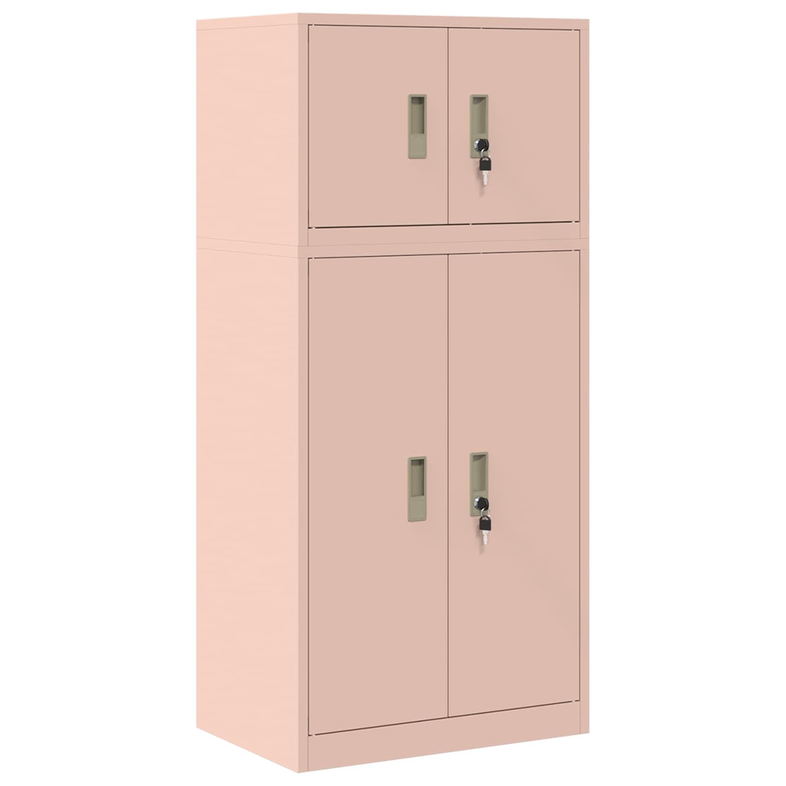 Lot de 2 armoires de classement Rose 60 x 40 x 130 cm Acier
