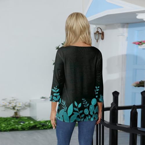 HTHLVMD Womens 3/4 Length Sleeve Tunic Tops Summer Fall Outfits 2025 Three Quarter Sleeve Casual V Neck T Shirts for Women