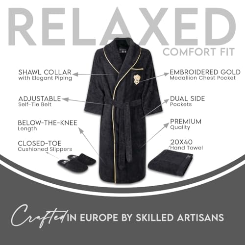 Roma Cotton Bathrobe Set with Slippers & Hand Towel | Egyptian Cotton | Crafted in Europe2