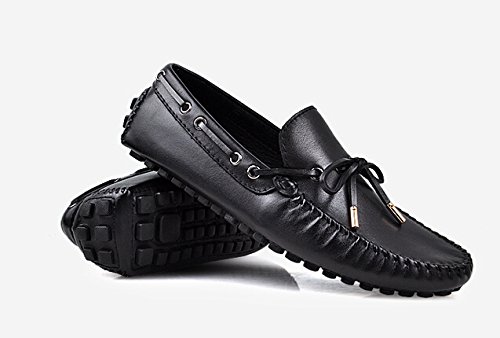Happyshop(Tm Mens Loafers Shoes Casual Genuine Cow Leather Comfort Slip-On Lace-Up Driving Shoes 38-44 (Eur 39, Black) #TOP2