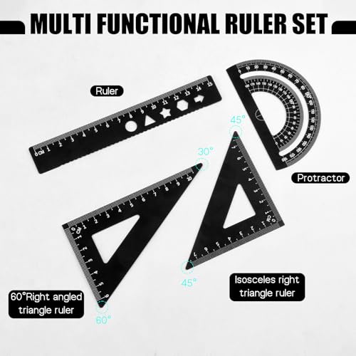 4 Stück Aluminiumlegierung Lineal Set, Metall Architekten-Skala Lineal Set,Technisches Zeichnungsset für Mathematik und Geometrie, Werkzeug Skala Lineal Set für Schüler Lehrer Ingenieure und Zeichner