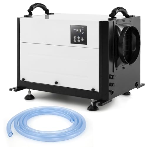 RELAX4LIFE Déshumidificateur Commercial 59L/J, Déshumidificateur Électrique avec Minuterie 24H et Mode Silencieux, Dégivrage Automatique, Tuyau de Drainage pour Maison Cave (59L/J,Blanc)